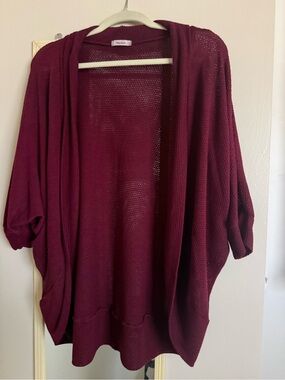 TeenBell Open-Front Cardigan Sweater - Burgundy